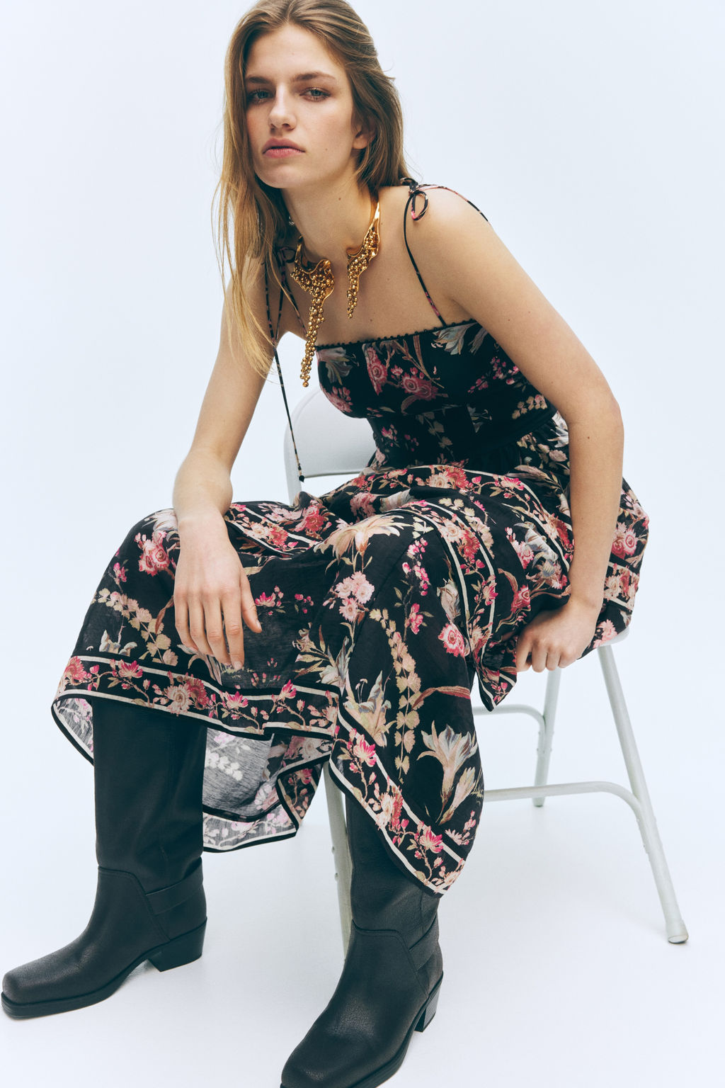 Vestido escalonado en mezcla de lino - H&m фото 3