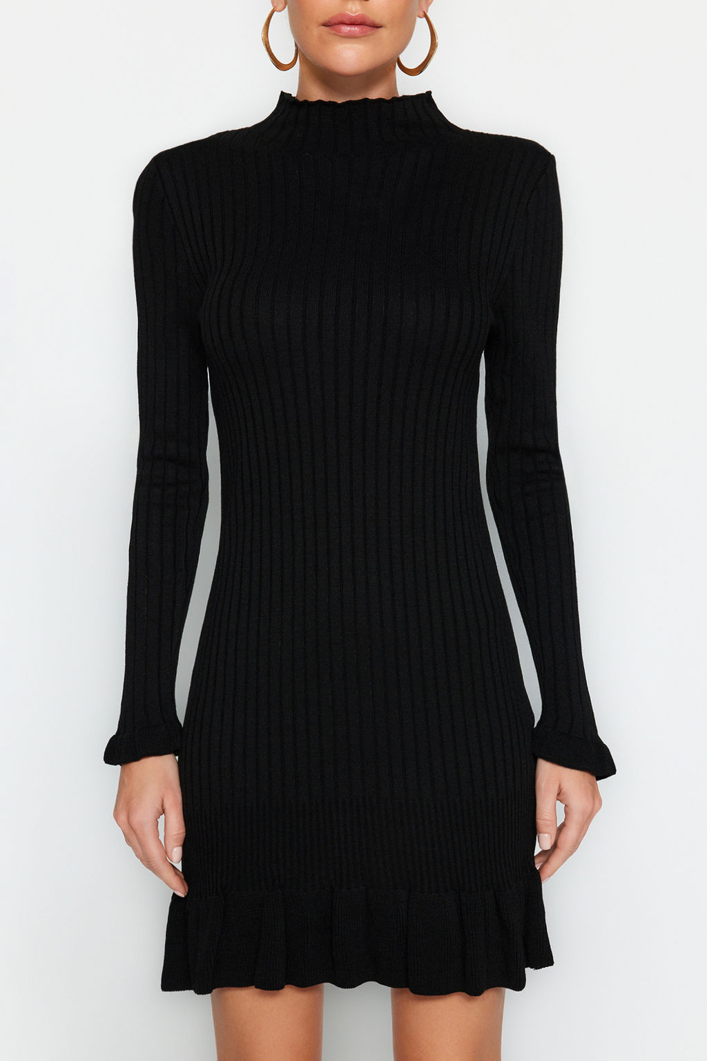 TRENDYOLMILLA K?rm?z? Mini Triko Etek Ucu Detayl? Elbise TWOAW24EL00468 фото 12