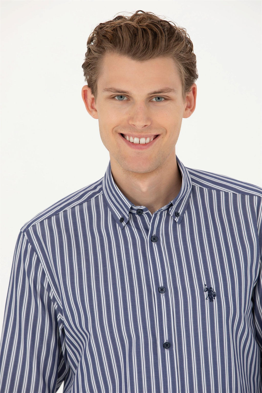 Мужская темно-синяя рубашка с длинным рукавом - U.s. polo assn фото 9