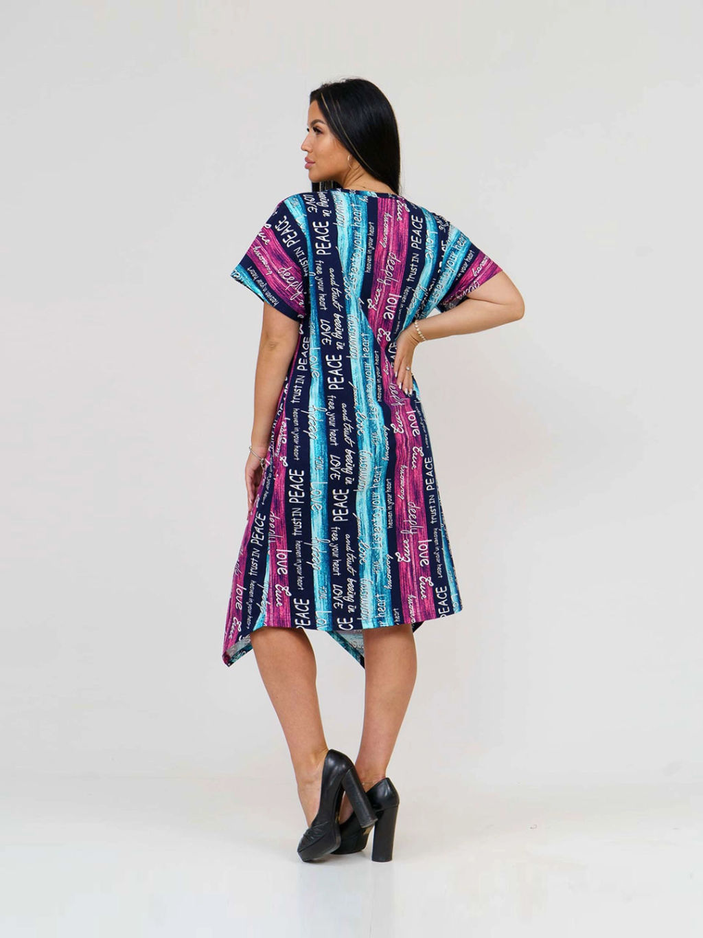 Платье женское, цвет зеленый голубой розовый