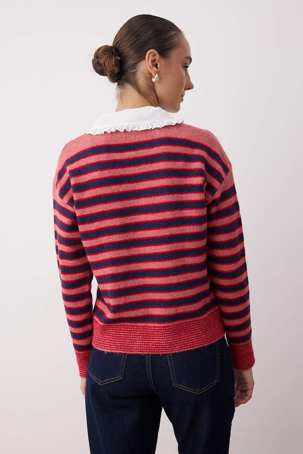 K?rm?z? C?kart?labilir Yaka Dantel Garnili Renk Bloklu Triko Kazak TWOAW26KZ00139 - Trendyolmilla фото 4