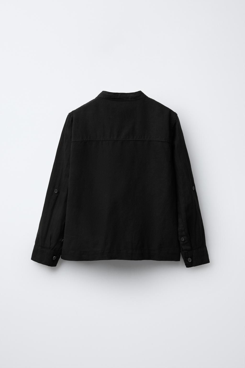 LINEN SHIRT WITH STAND COLLAR - Zara фото 9