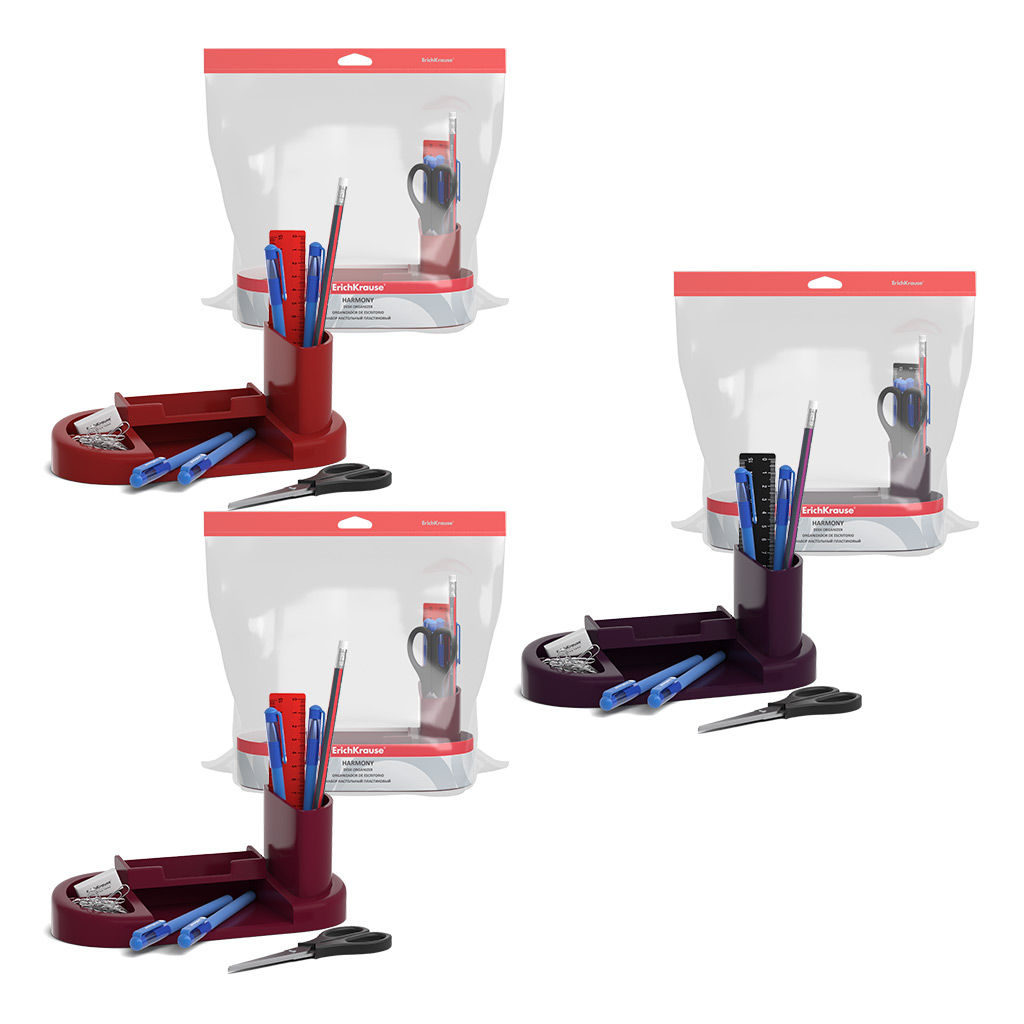 АКЦИЯ Цена за 4 шт. Набор настольный пластиковый ErichKrause® Harmony, Marsala, ассорти из 3 цветов