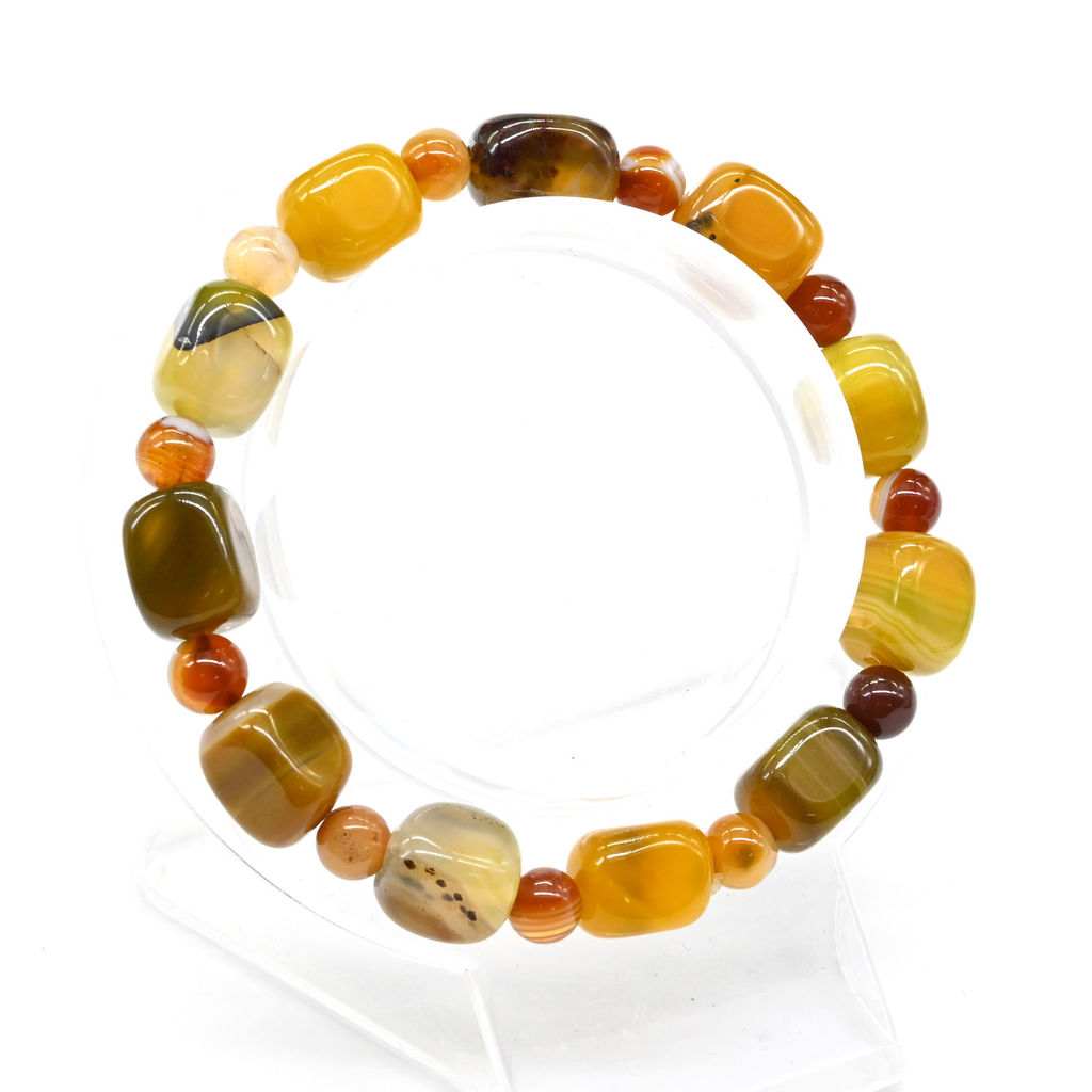 Браслет из агата тонированного прямоугольник 9*12мм цв.оливковый