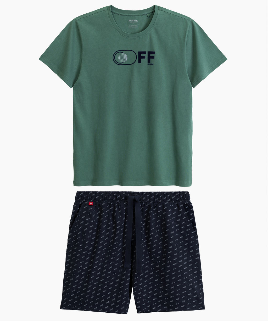 ATLANTIC NMP-395 Пижама мужская Off сосново-зеленый + темно-синий  фото 2