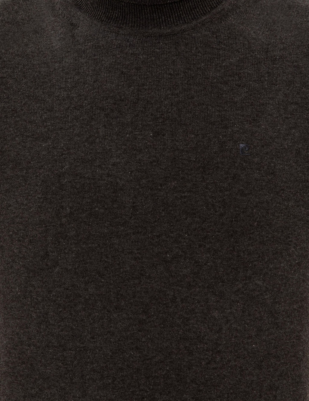 Gri Melanj Slim Fit Bal_k__ Yaka Basic Triko Kazak