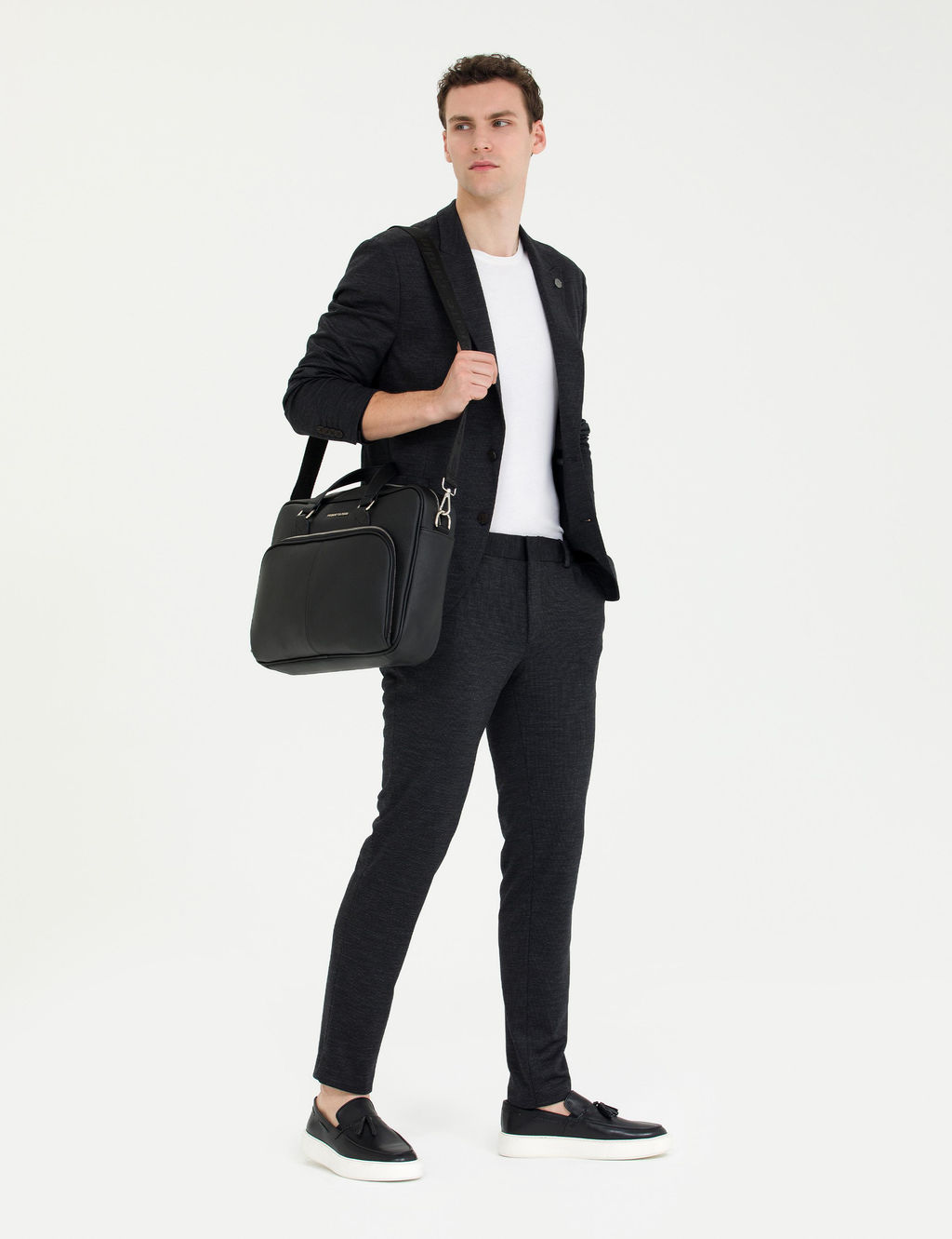 Antrasit Ex. Slim Fit Y_n Kar___ml_ Tak_m Elbise