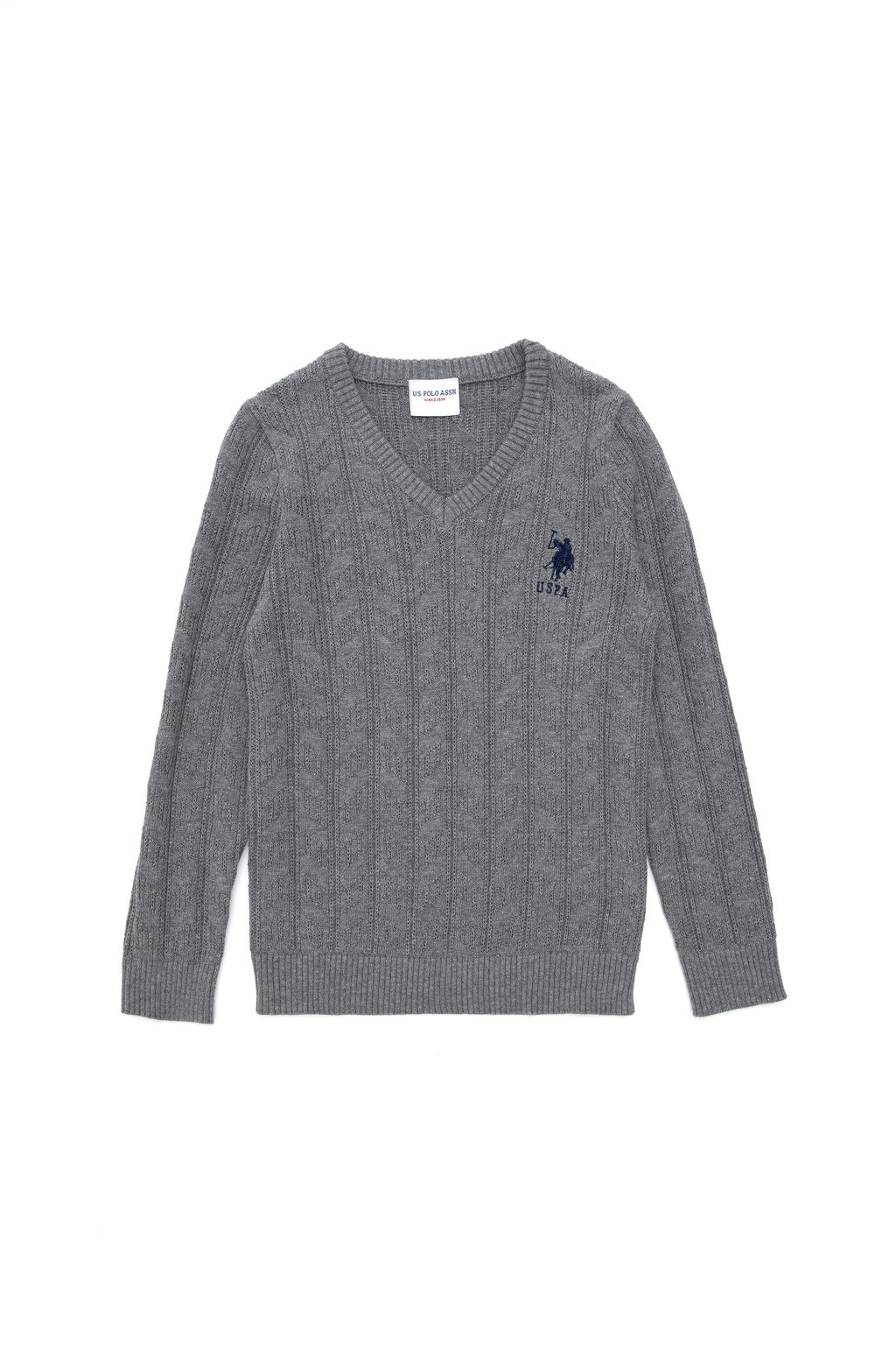 Серый меланжевый базовый свитер для мальчика - U.s. polo assn фото 11