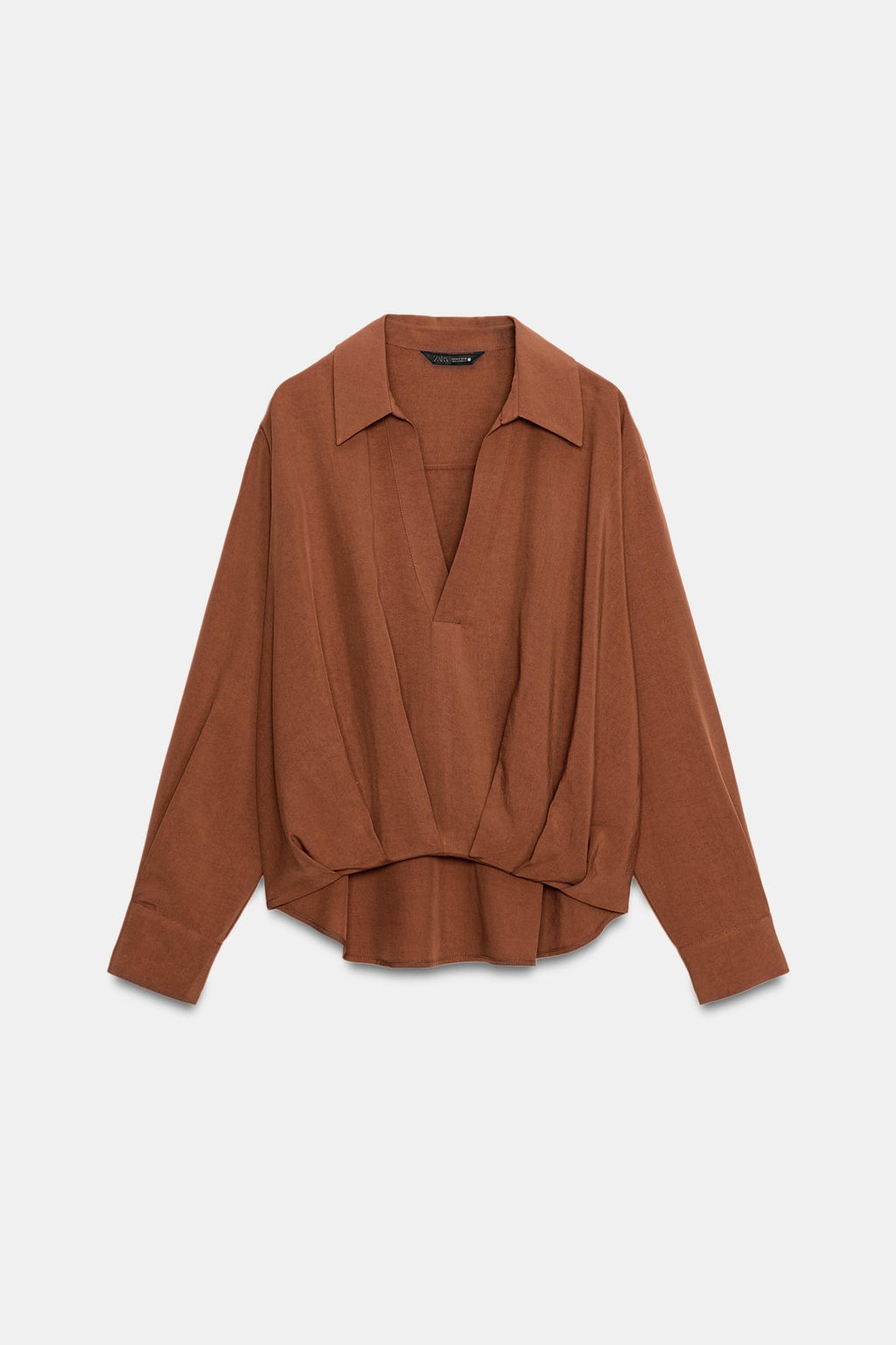 CAMISA BAJO ABULLONADO / Tabaco - Zara фото 6