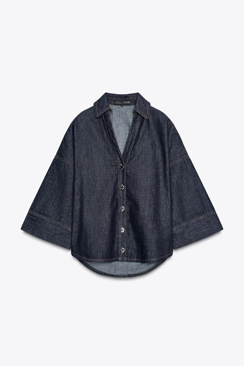 Z1975 WIDE SLEEVE DENIM SHIRT - Zara фото 12