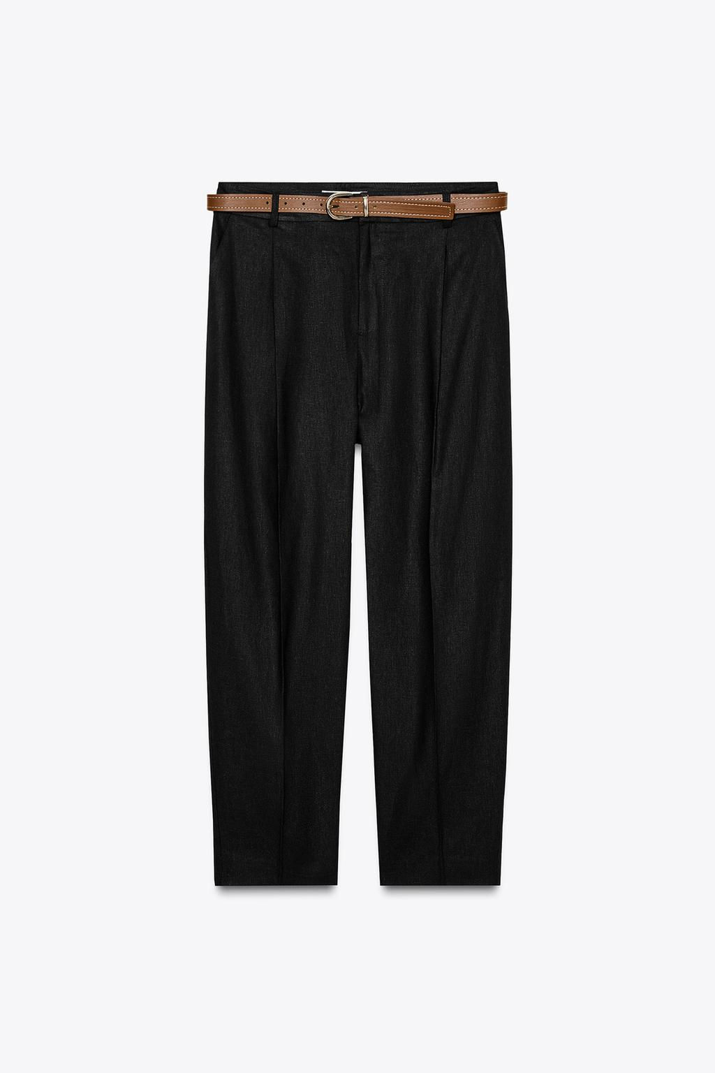 LINEN BELTED STRAIGHT-LEG TROUSERS - Zara фото 24