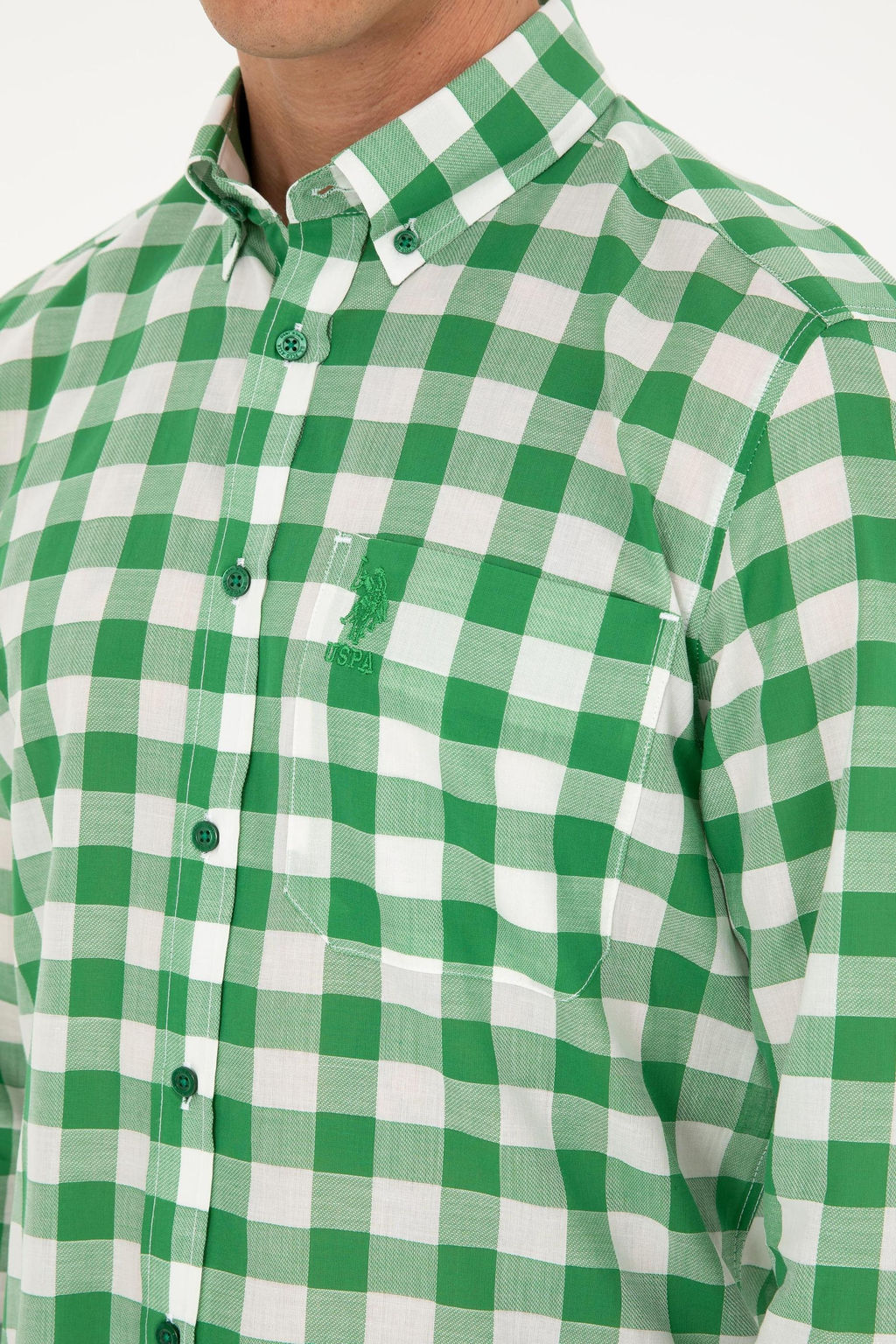 Мужская зеленая рубашка с длинным рукавом Неожиданная скидка в корзине - U.s. polo assn фото 7
