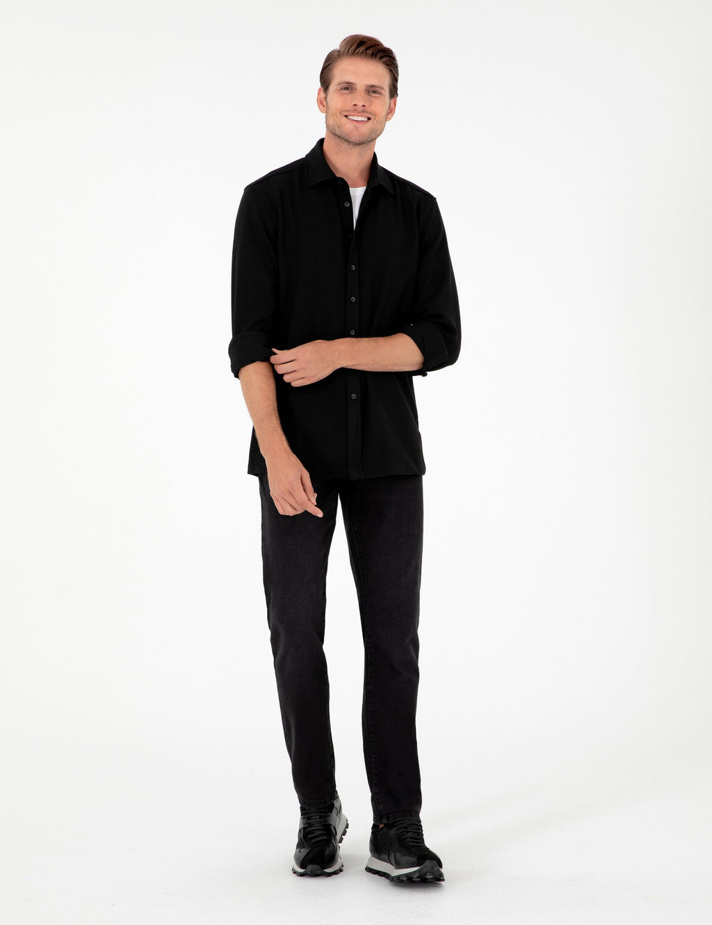 Siyah Regular Fit Uzun Kollu G_mlek