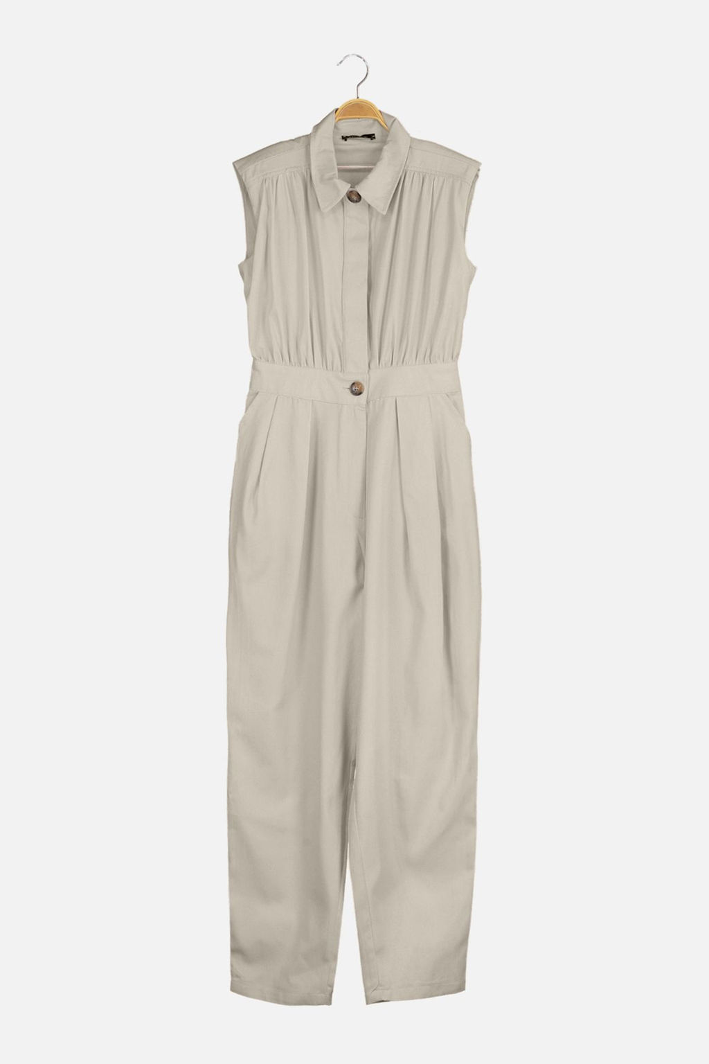 Tas Gomlek Yaka Kolsuz Gabardin Dokuma Tulum TWOSS21TU0233