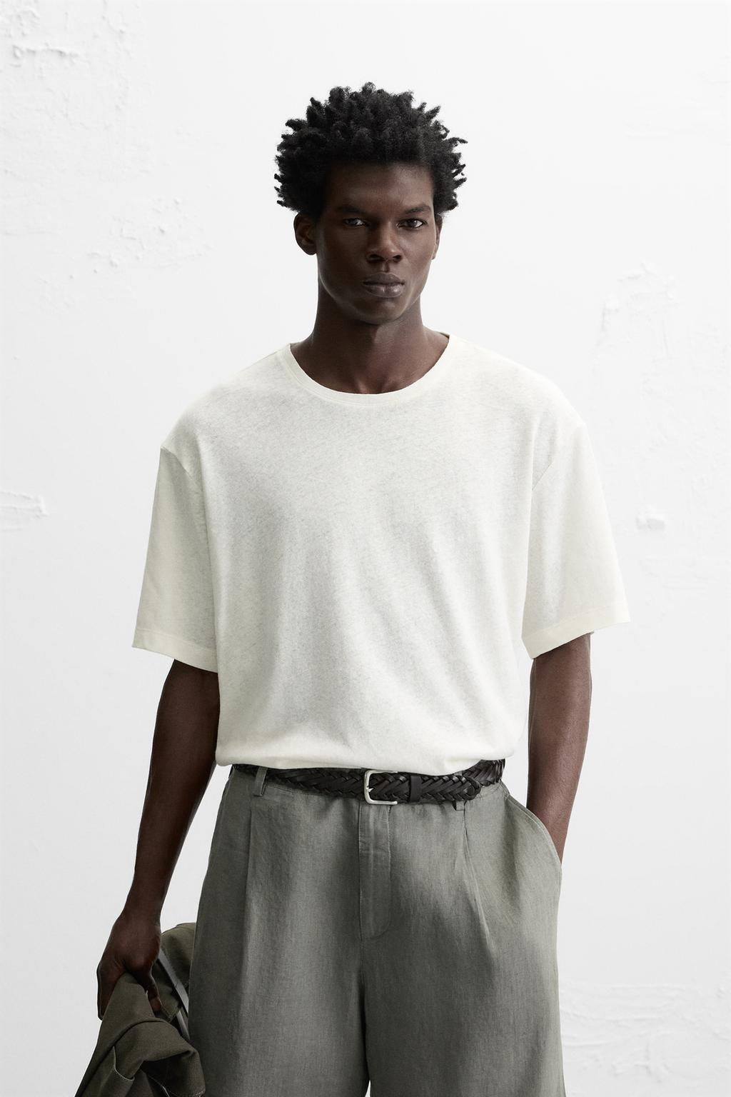 LINEN - COTTON T-SHIRT - Zara фото 2