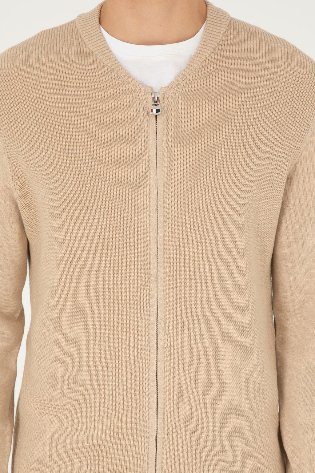 Мужской базовый трикотажный кардиган песочного меланжа - U.s. polo assn фото 6