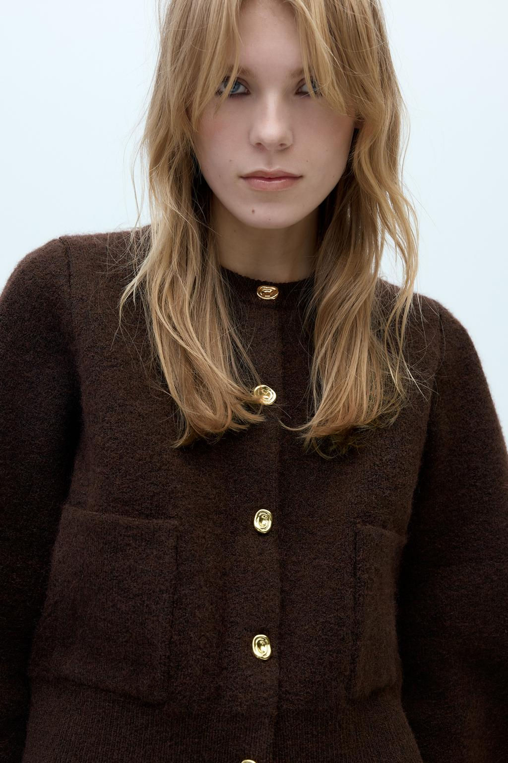 KNIT CARDIGAN WITH GOLDEN BUTTONS - Zara фото 3