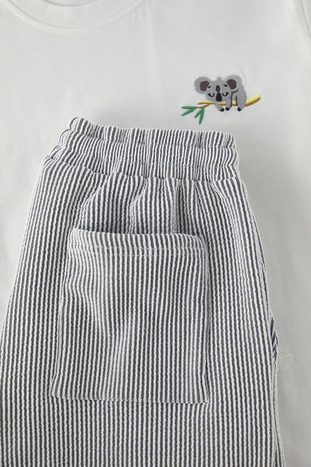 TRENDYOL MAN Siyah Unisex Ekru Regular Fit Koala Nak?sl? Cizgili Orme Pijama Tak?m? TMNSS25PT00007 - Trendyolmilla фото 3