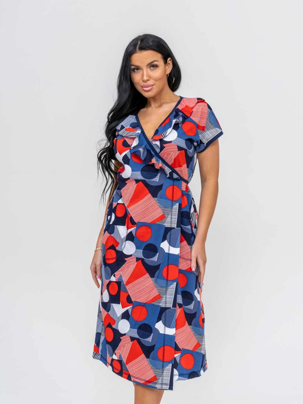 Халат женский, цвет синий красный