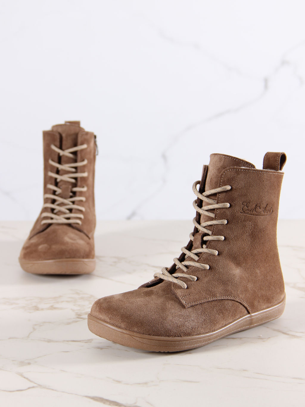 Босоногие ботинки EDART 351.NATAbr.Серо-коричневая замша/байка