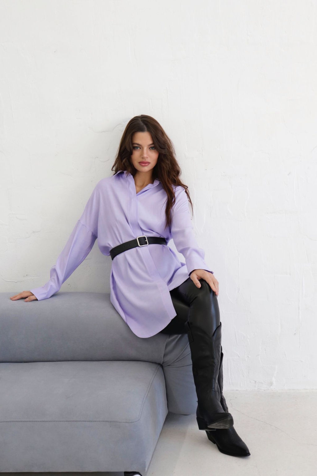 Базовая удлинённая рубашка свободного силуэта - Martichelli фото 29