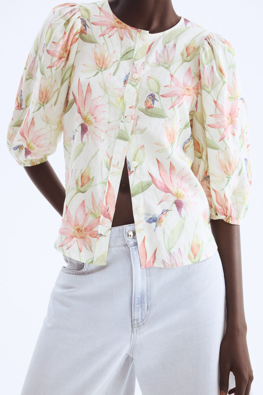 Blusa en mezcla de lino - H&m фото 17