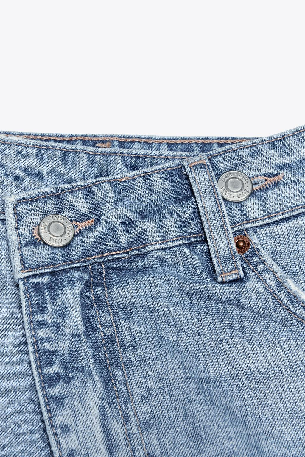 HIGH-WAIST CROSSOVER WAIST TRF MOM FIT DENIM BERMUDA SHORTS - Zara фото 8