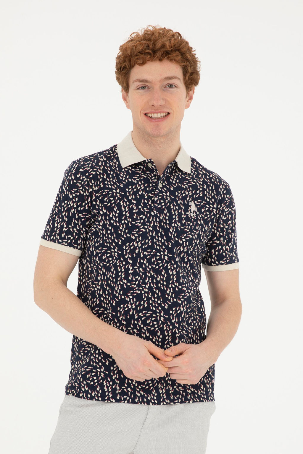 Мужская кремовая футболка - U.s. polo assn фото 3