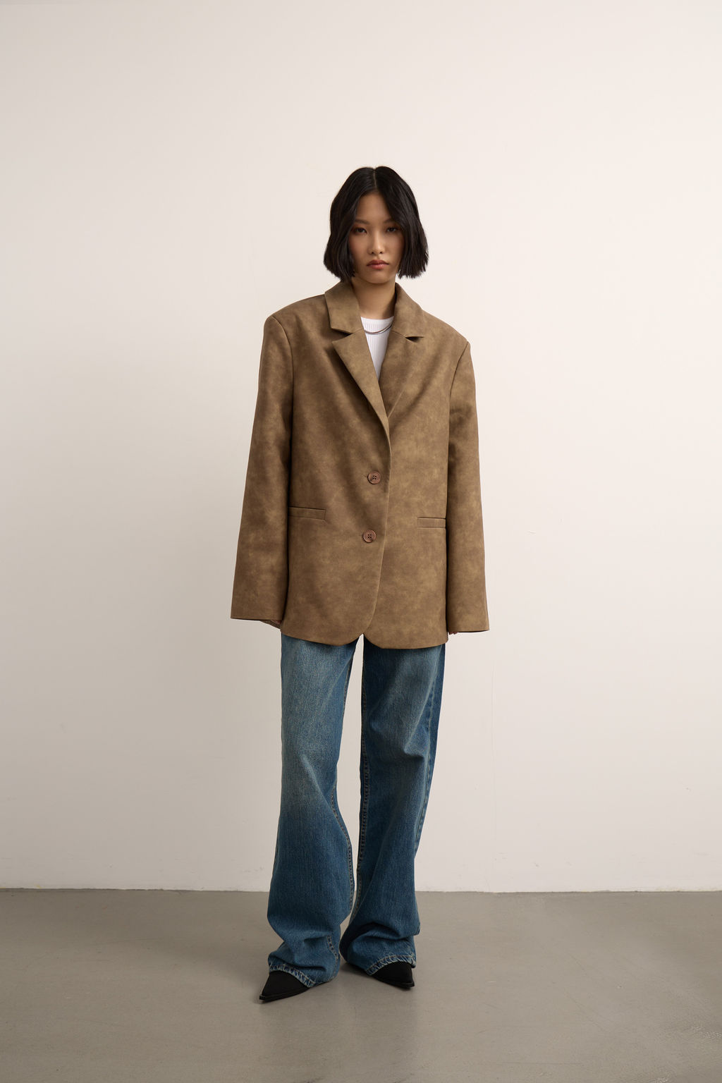 Жакет из экокожи с винтажной потертостью - Mollis фото 5