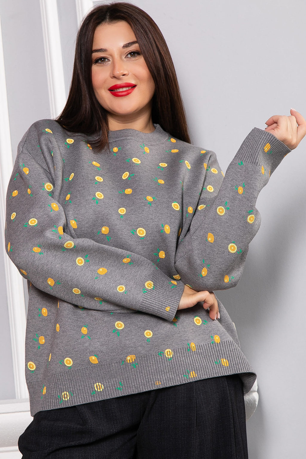 Свитер оверсайз Анита (серый) Б14759-1М