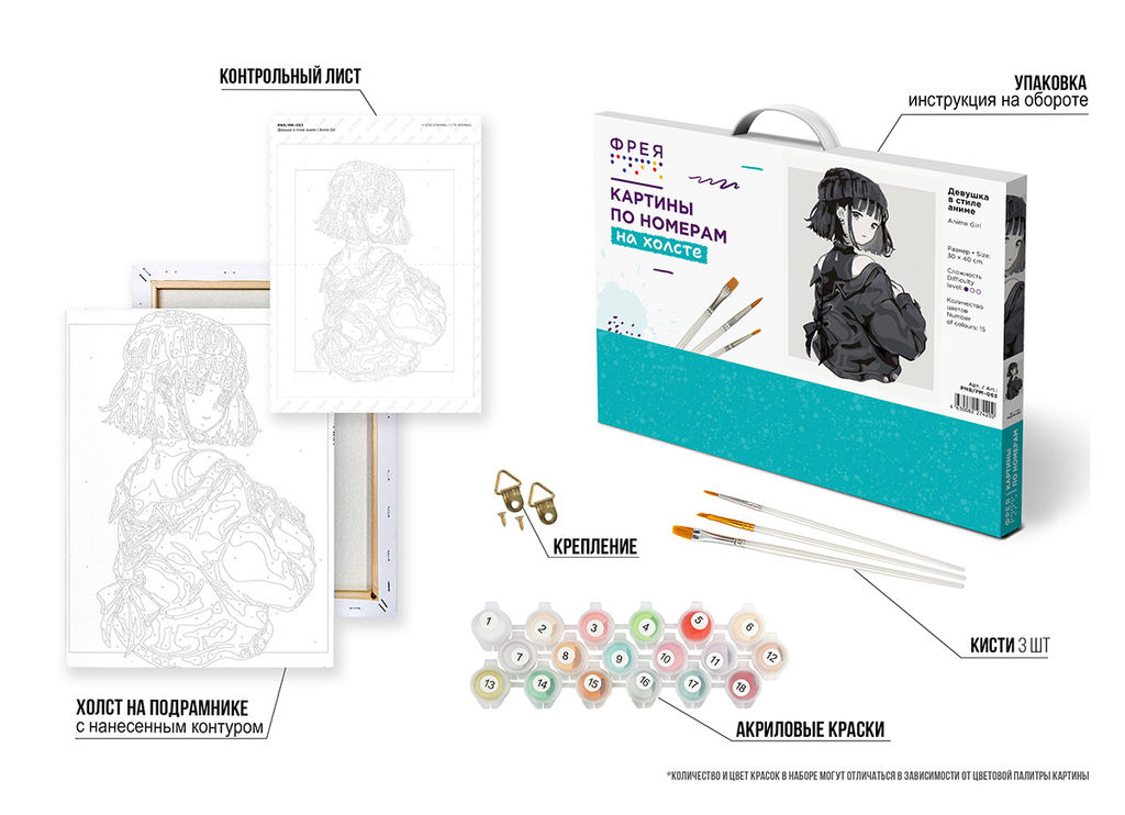 ФРЕЯ PNB/PM-063 Набор для раскрашивания по номерам 40 х 30 см Девушка в стиле аниме