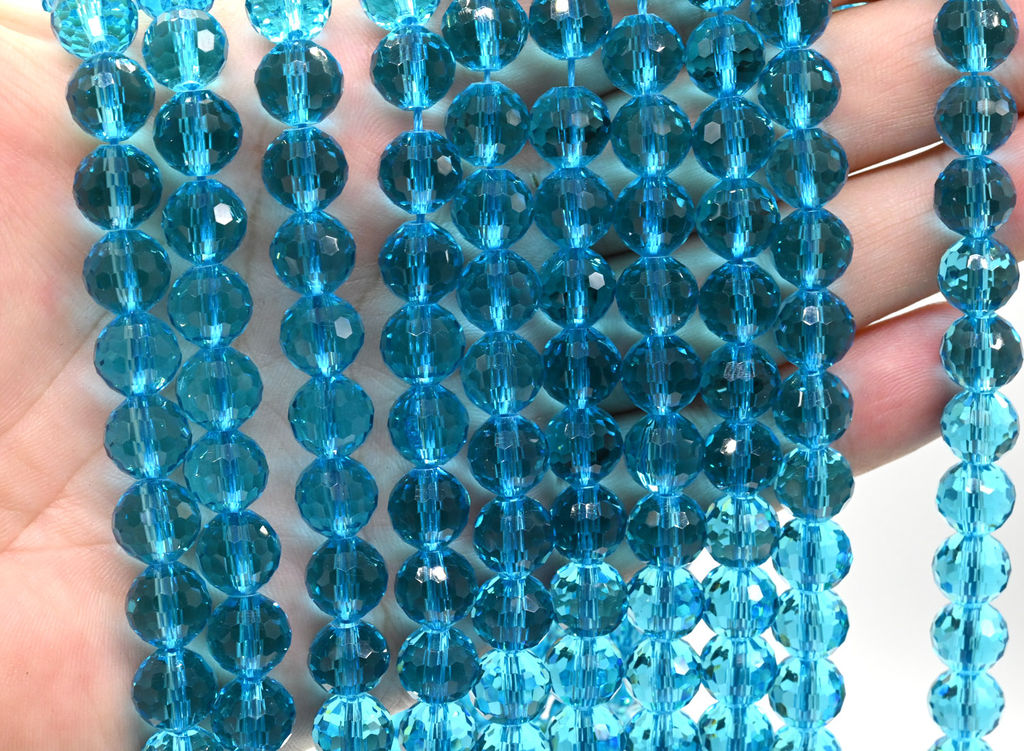 Бусины из циркона шарик гр.10мм цв.лазурный, 39см, 42 бусин Радуга камня