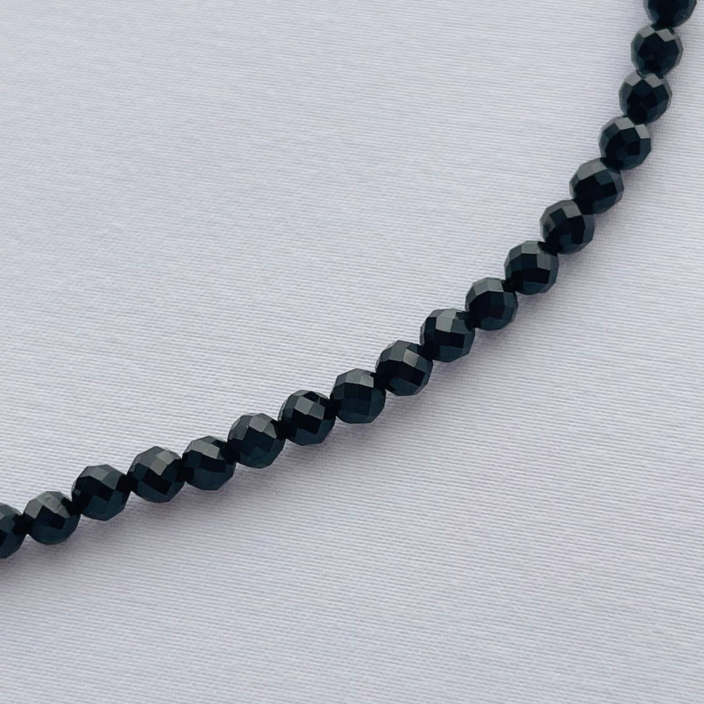 Бусы из черной Шпинели с подвеской "Фианит" 45 см +