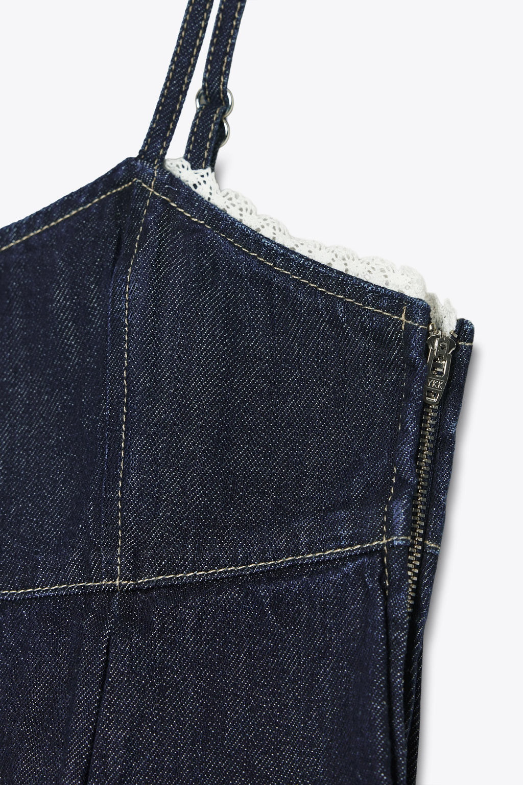 Z1975 DENIM LACE CROP TOP