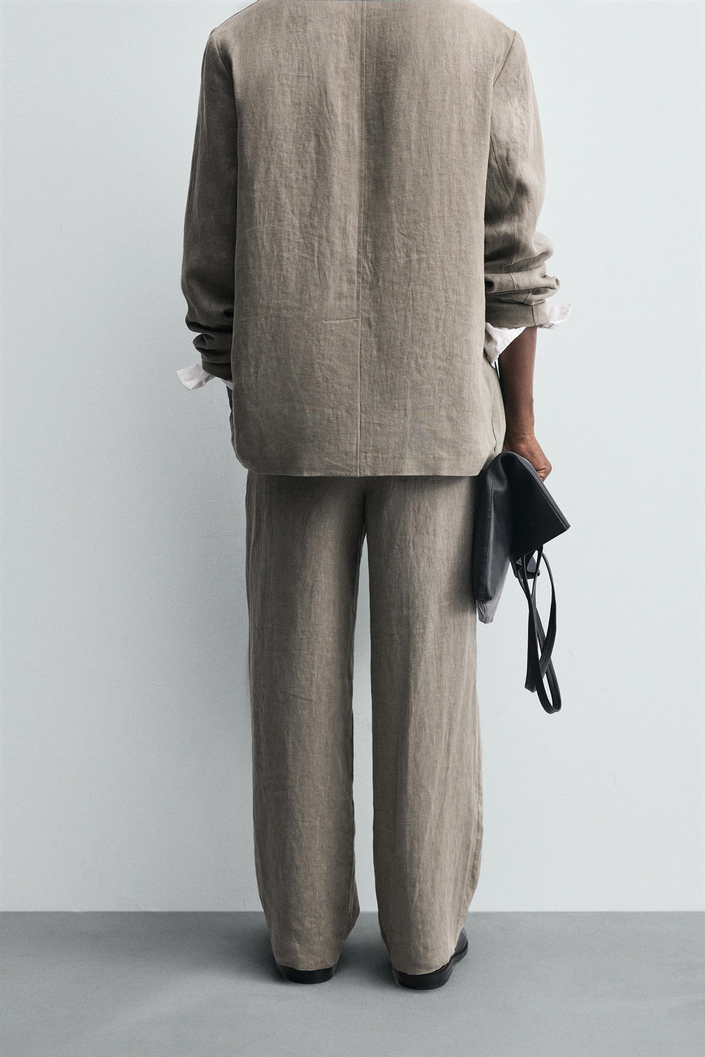 100% WASHED LINEN SUIT TROUSERS - Zara фото 3