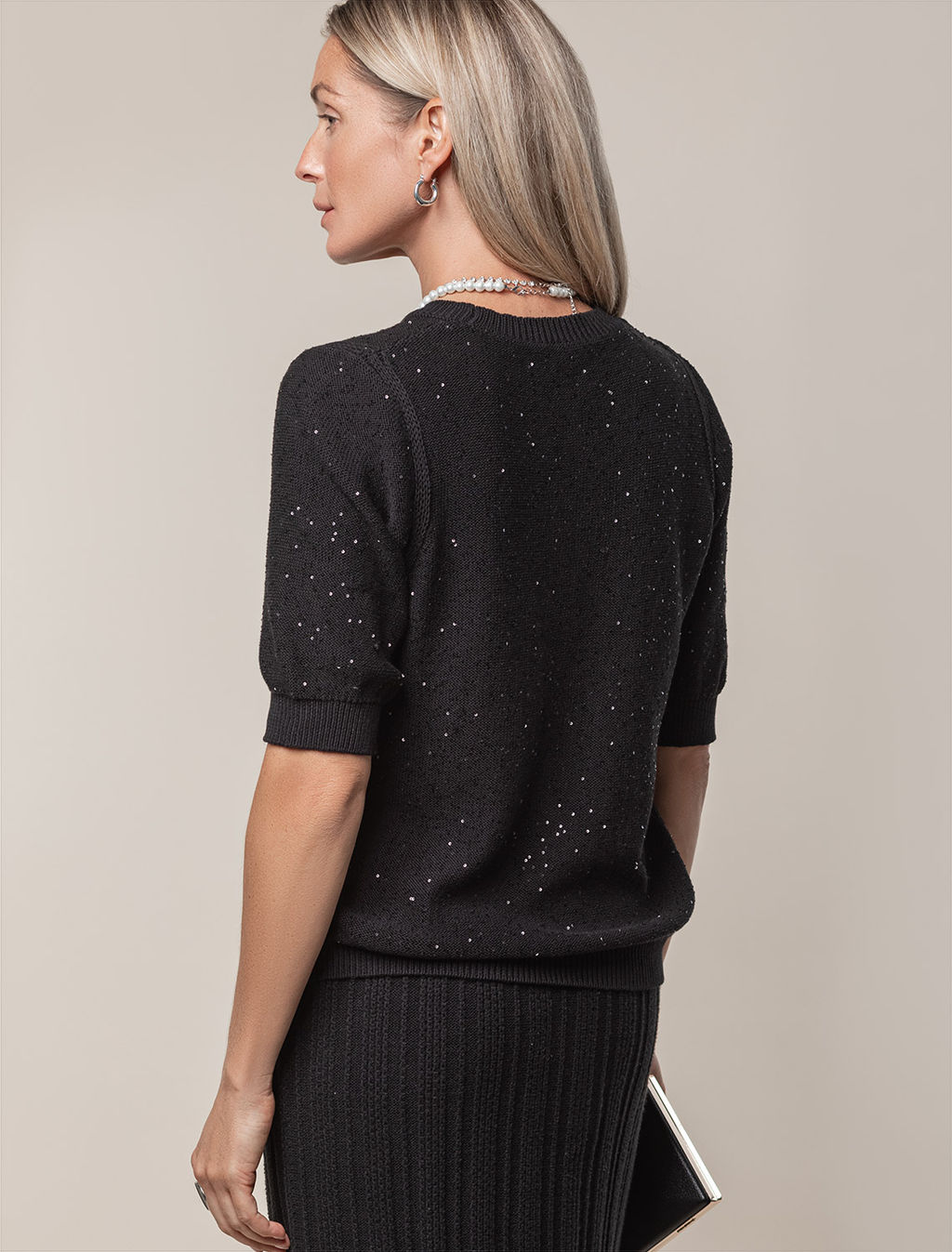 VILATTE / Джемпер из хлопковой пряжи с пайетками  фото 3