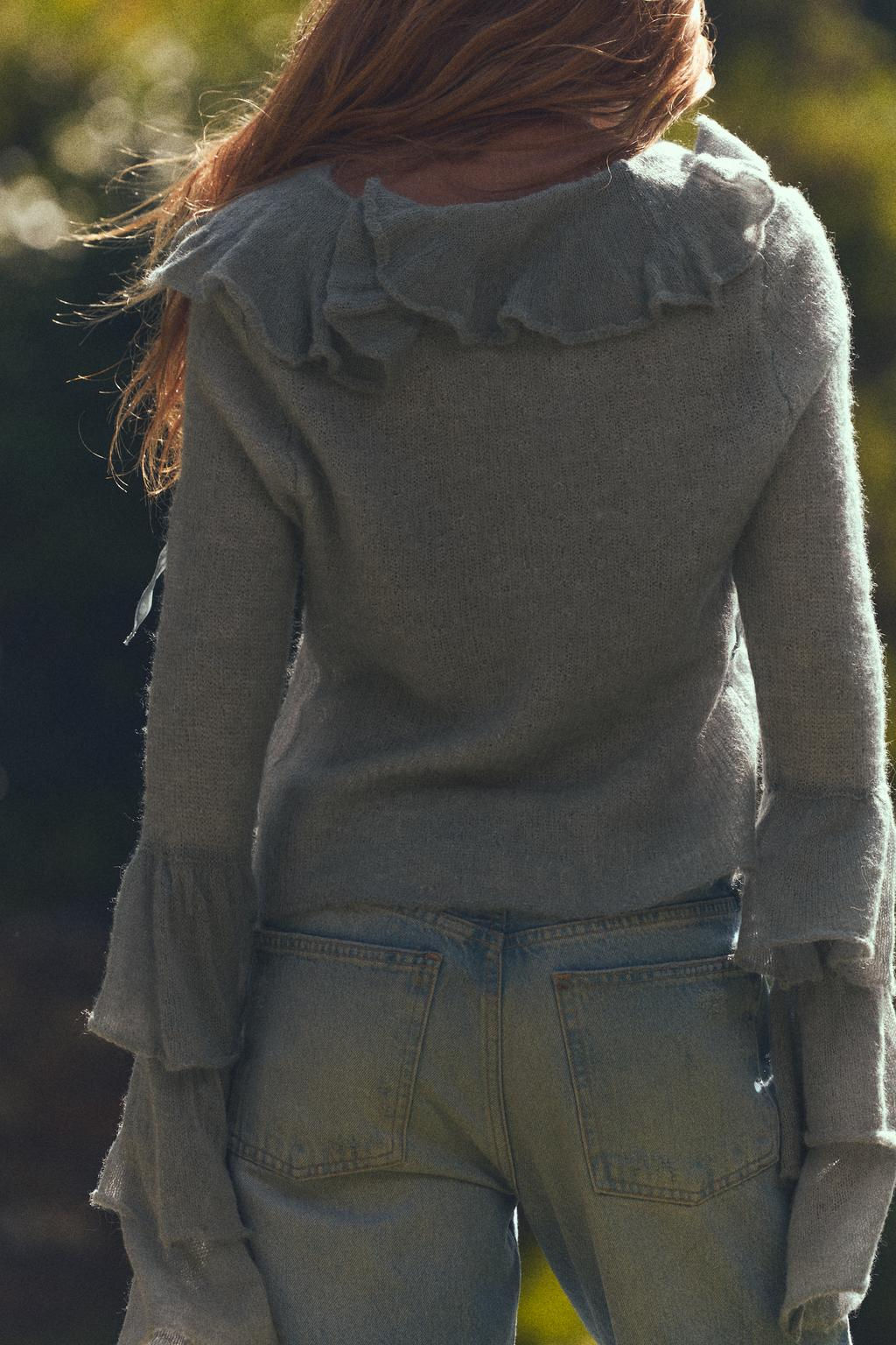 RUFFLED ALPACA AND FELT TEXTURE BLEND CARDIGAN - Zara фото 4