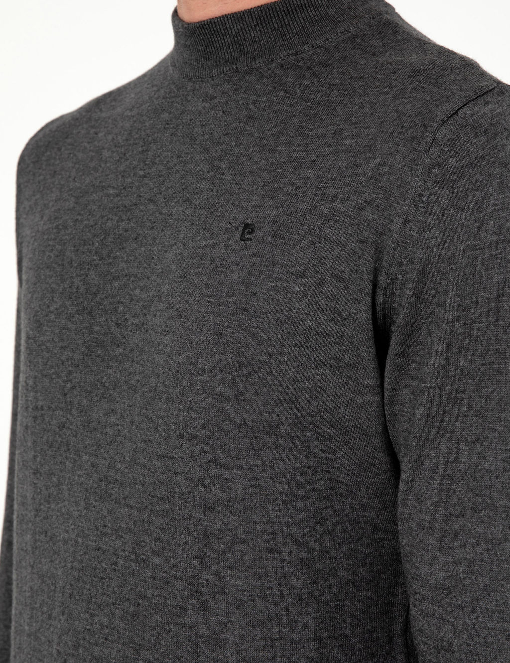 Antrasit Melanj Slim Fit Yar_m Bal_k__ Yaka Basic Triko Kazak