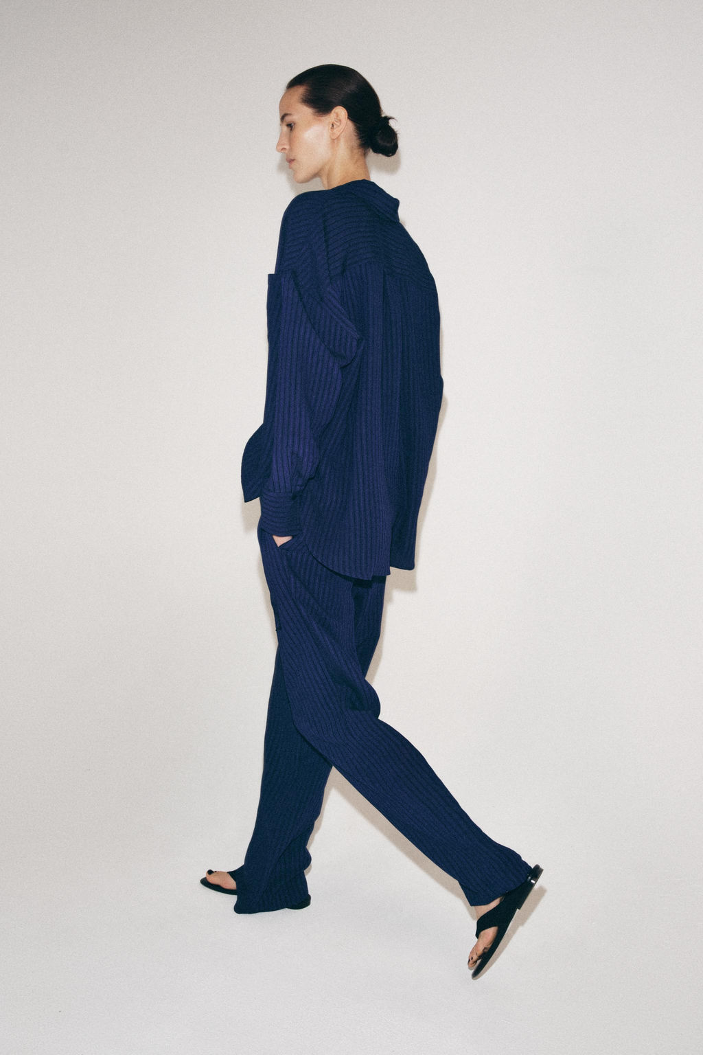 PANTAL?N PIJAMERO ESTRUCTURA ZW COLLECTION / Marino - Zara фото 3