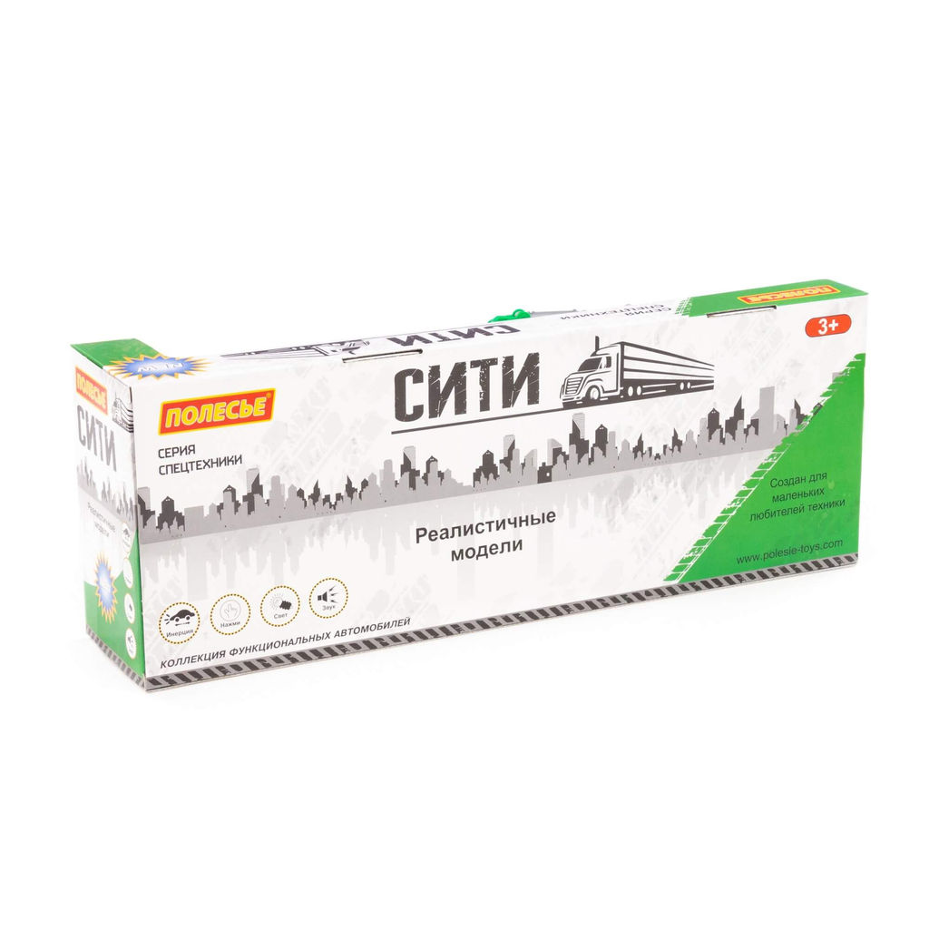 Сити, автомобиль-лесовоз с прицепом инерционный (со светом и звуком) (зелёный) (в коробке) - Полесье фото 6