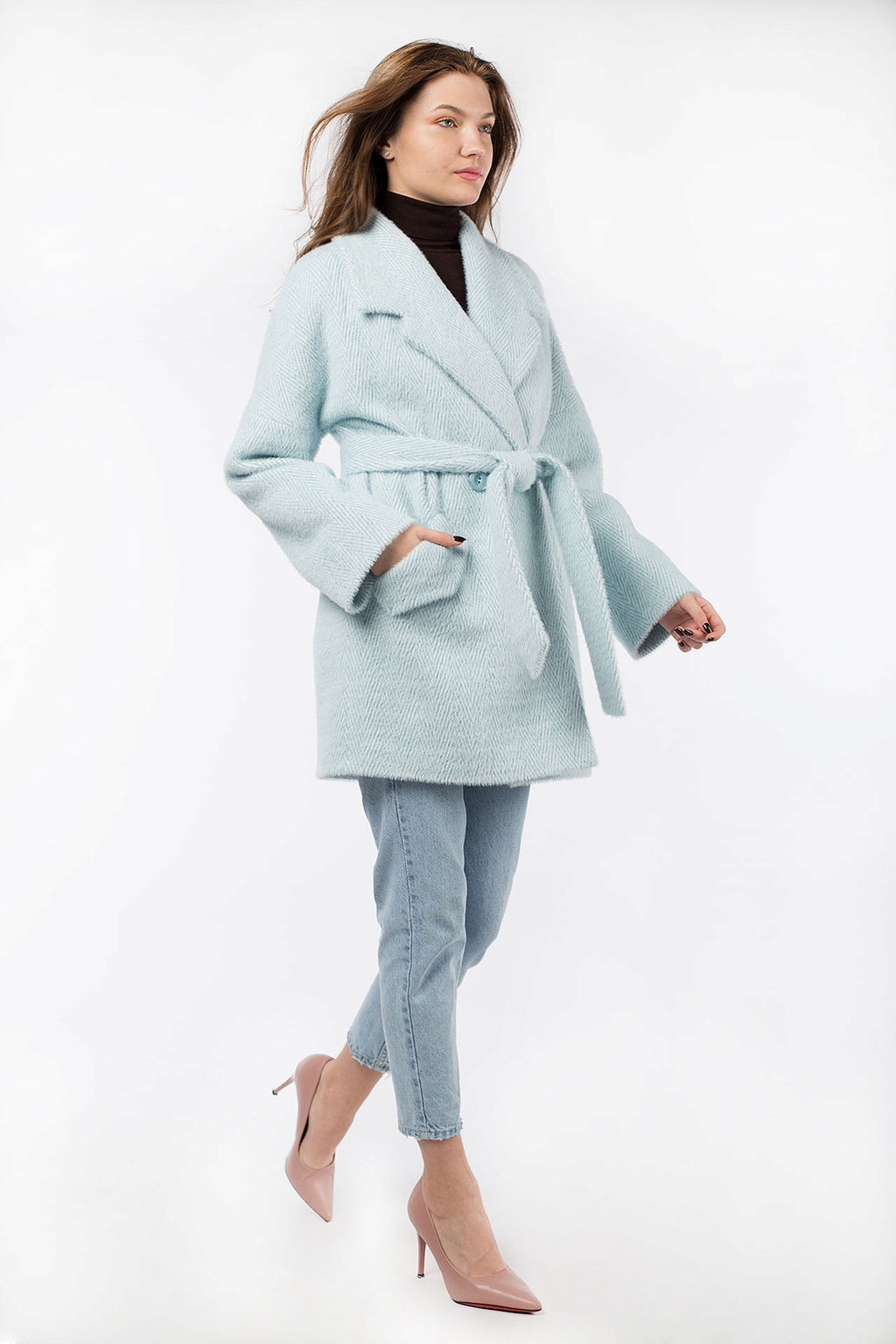 Пальто женское демисезонное (пояс) - El podio фото 4