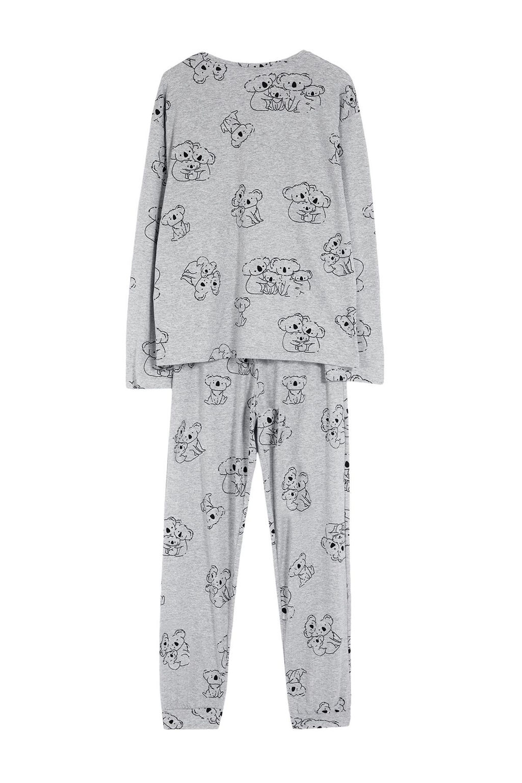 Trendyolmilla Gri Melanj Pamuklu Hayvan Desenli Orme Pijama Tak?m? THMAW25PT00020