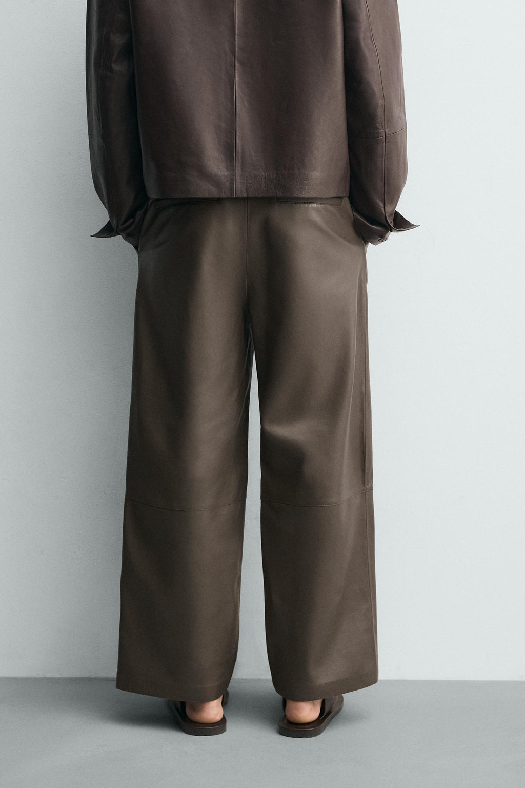 PANTAL?N BALLOON FIT PIEL / Marr?n - Zara фото 3