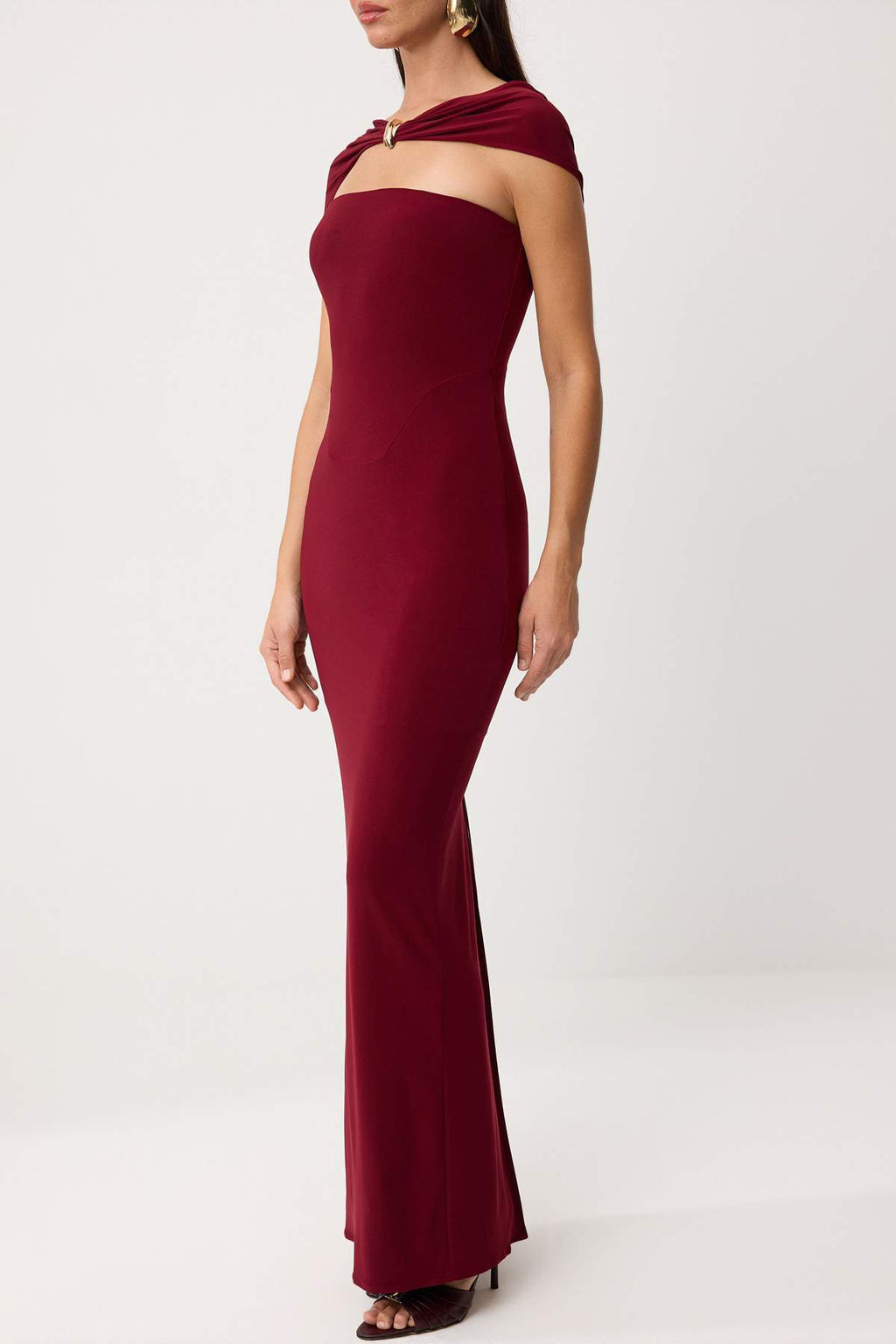 Bordo Duz Dokuma Sandy Maxi Abiye & Mezuniyet Elbisesi - Trendyolmilla фото 4