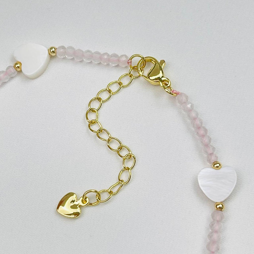 Анклет браслет на ногу из Розового кварца и Перламутра 21 см + - Радуга самоцветов фото 3