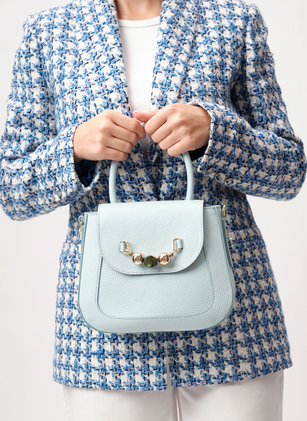 Кожаная сумка Deboro 30739 голубой айсберг