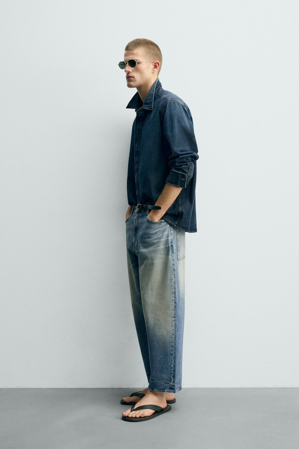 JEANS TAPERED WIDE FIT / Azul - Zara фото 4