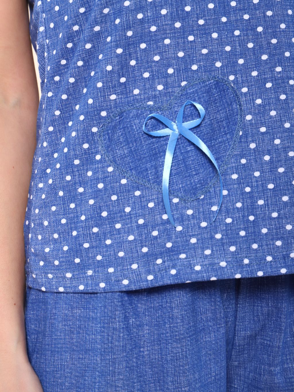 М72 Пижама Валентинка (синий горох) - Иванушка-трикотаж фото 3