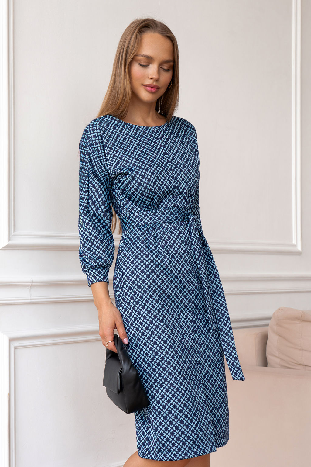 Платье Open Style 5808 черный/голубой
