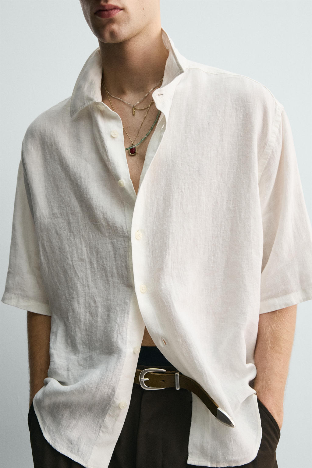 CAMISA BOXY FIT 100% LINO / Blanco - Zara фото 5